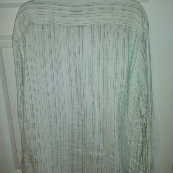 Jos. A. Banks Men's Pin-Striped White 100% Linen Button-Down Shirt, Size: XL - Picture 3 of 3